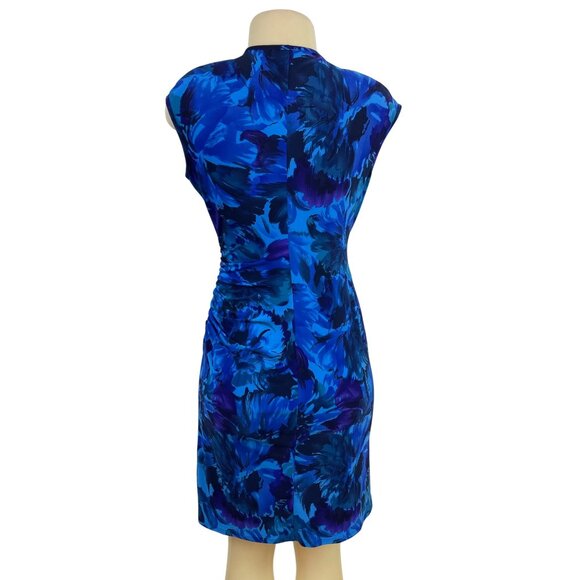 Chaps Womens Blue Floral Sleeveless V-Neck Wrap Dress PM - New - Picture 3 of 8